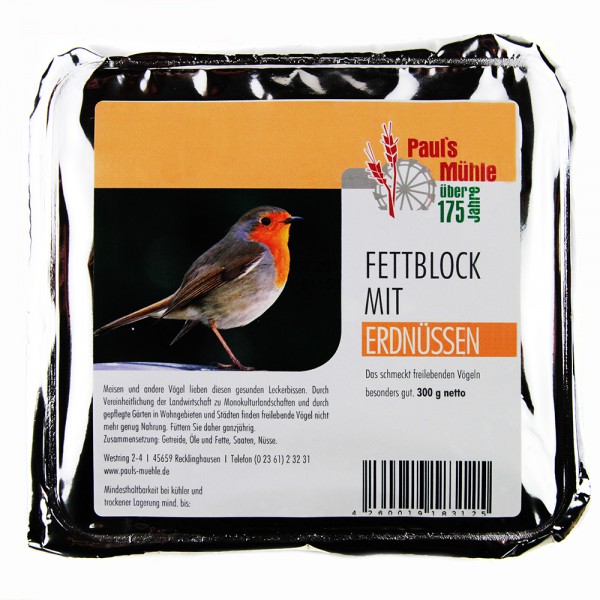 Pauls Mühle Fettblock mit Erdnüssen (Vogelbuffet) 300 g